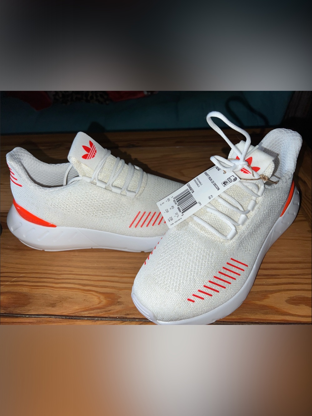 adidas White and Orange Athletic Sneakers